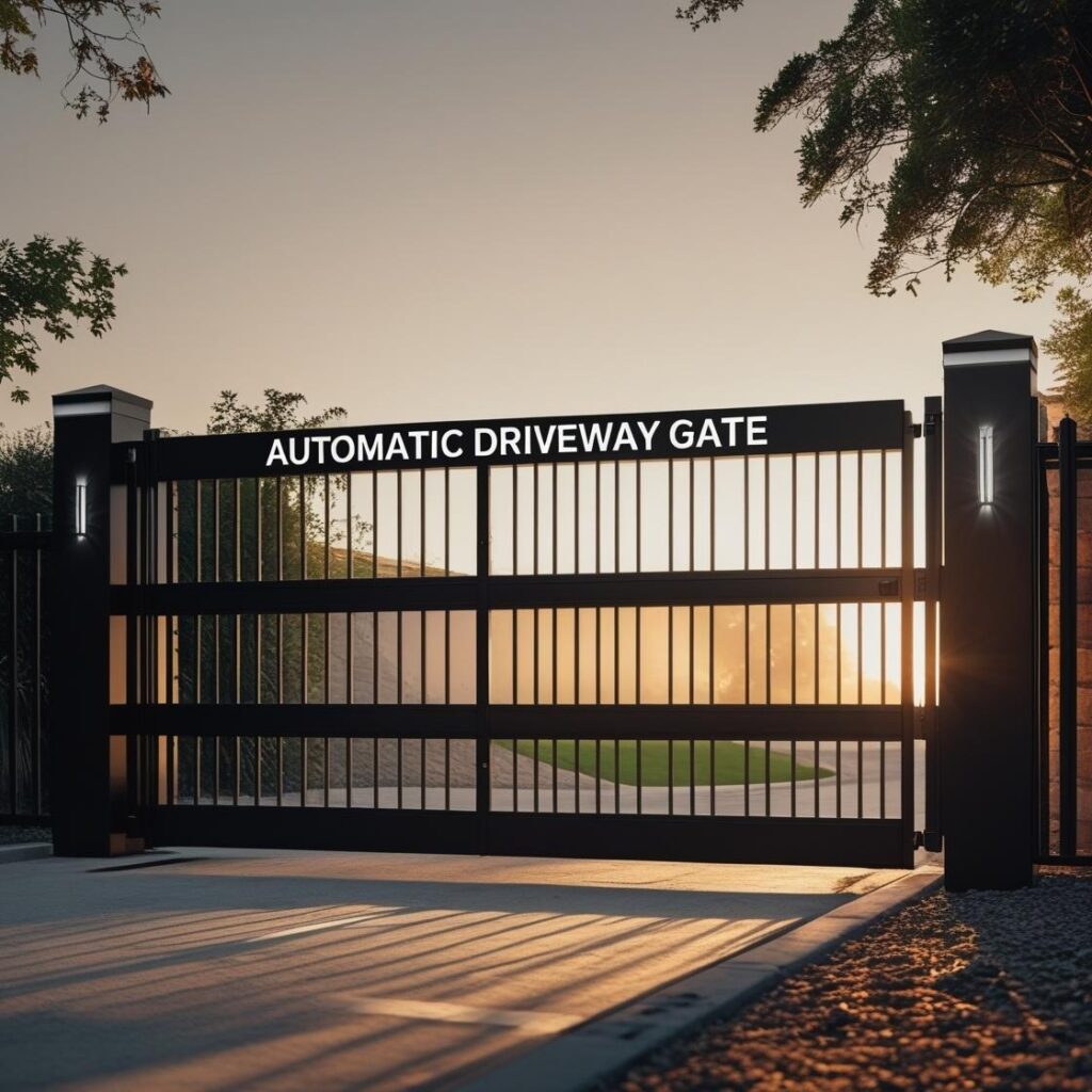 Automatic driveway gate with operator hardware
