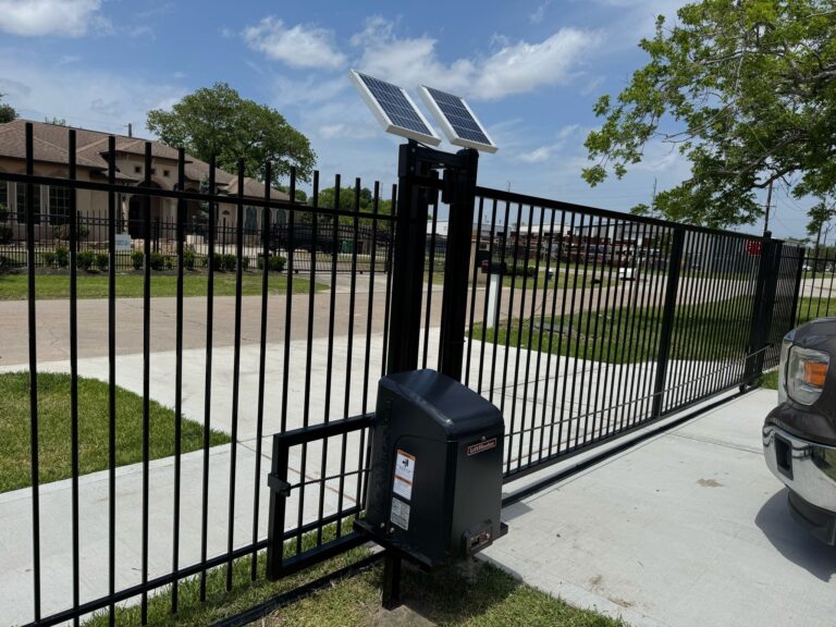 Automated sliding iron gate with solar panel opener