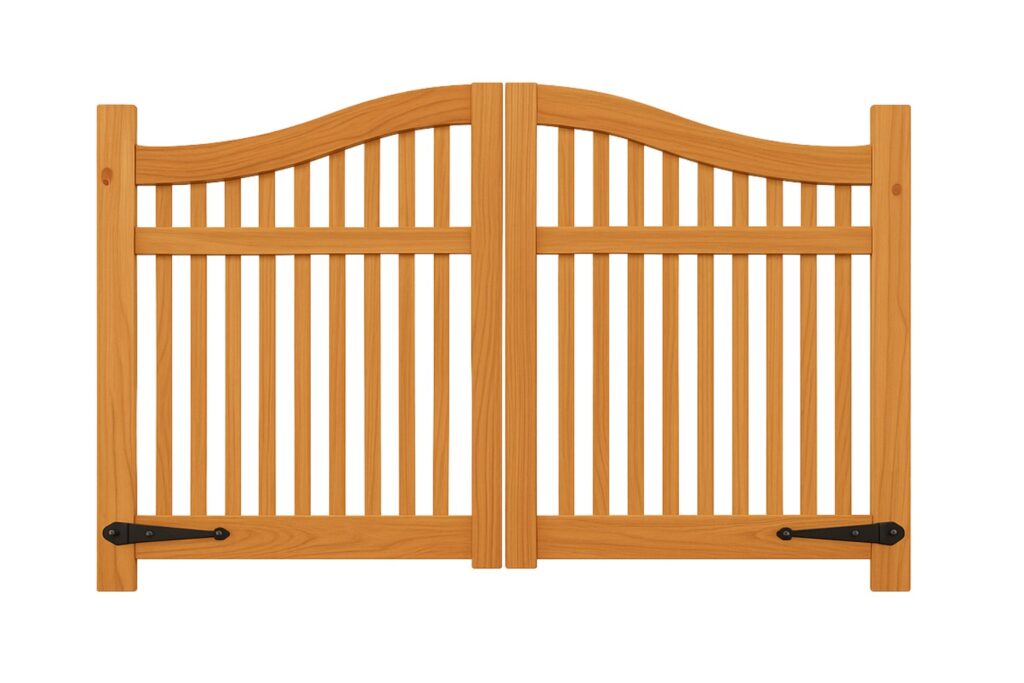 Arched top cedar wood driveway gate