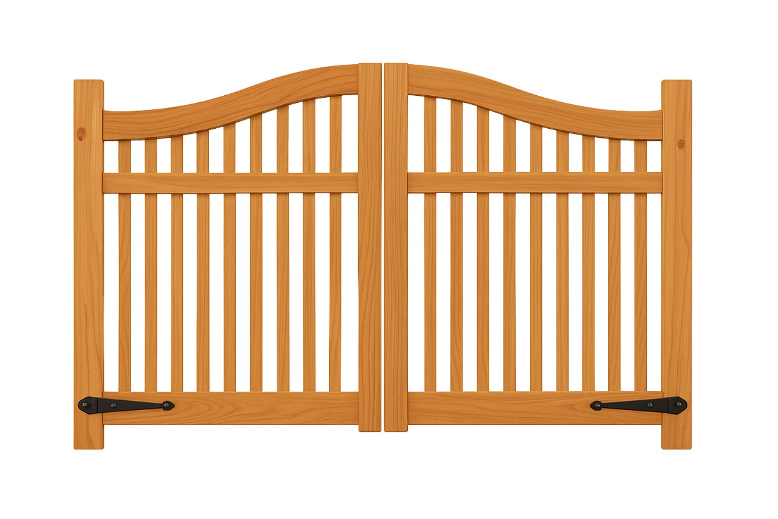 Arched top cedar wood driveway gate