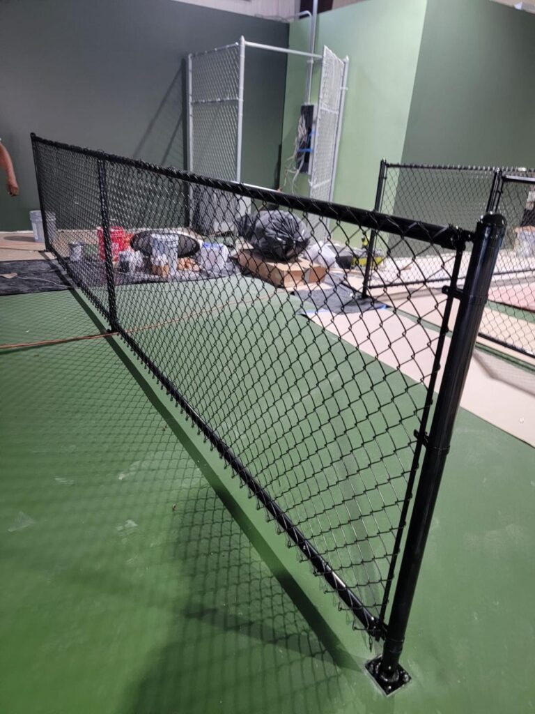 Black chain link fence installation detail