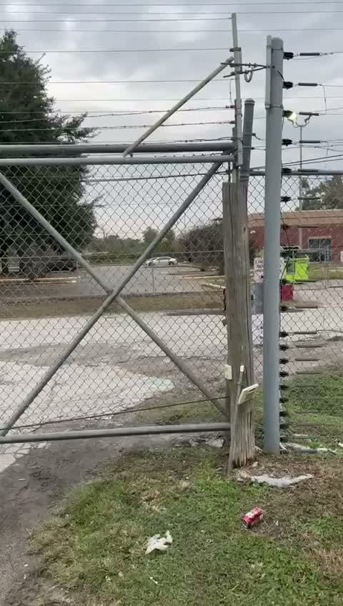 Commercial chain-link gate detail, Texas City TX
