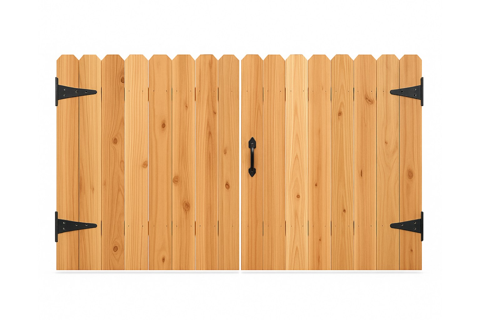 Cedar wood double swing driveway gate