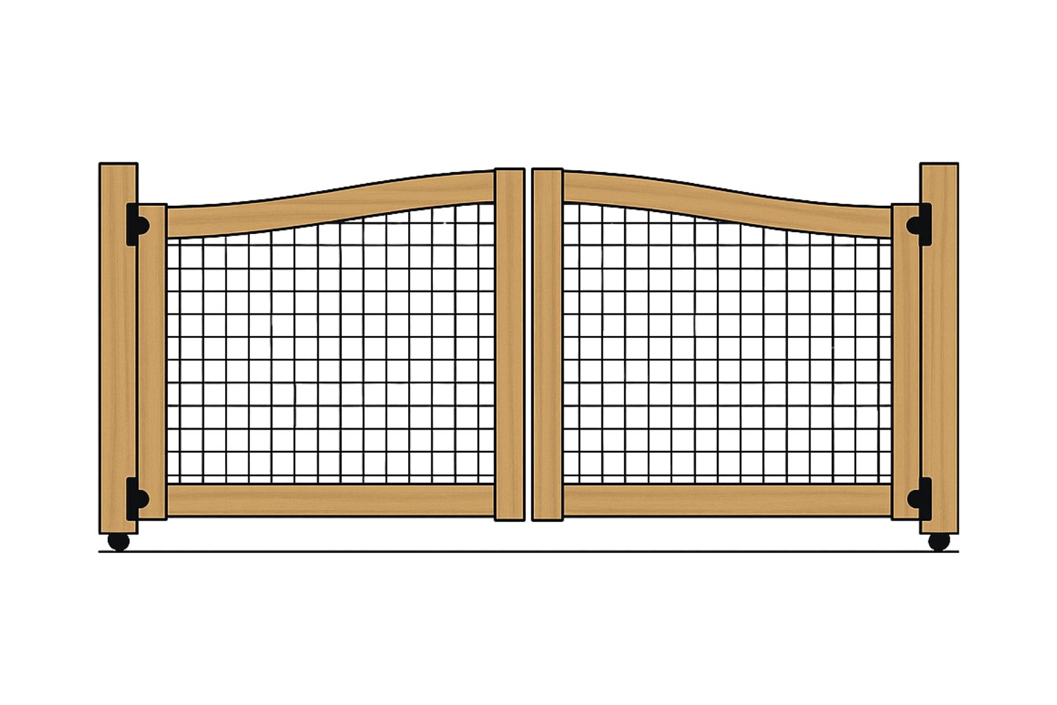 Farmhouse-style wood gate with hog wire panel