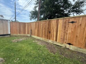 Completed cedar privacy fence installation