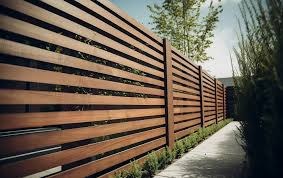 Horizontal slat decorative fence style suited for HOA communities