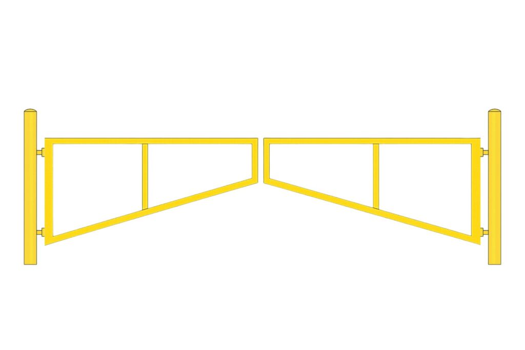 Illustration comparing commercial swing gate styles