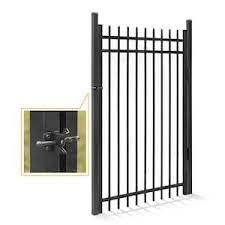 Aluminum fence walk gate detail at a residential entrance