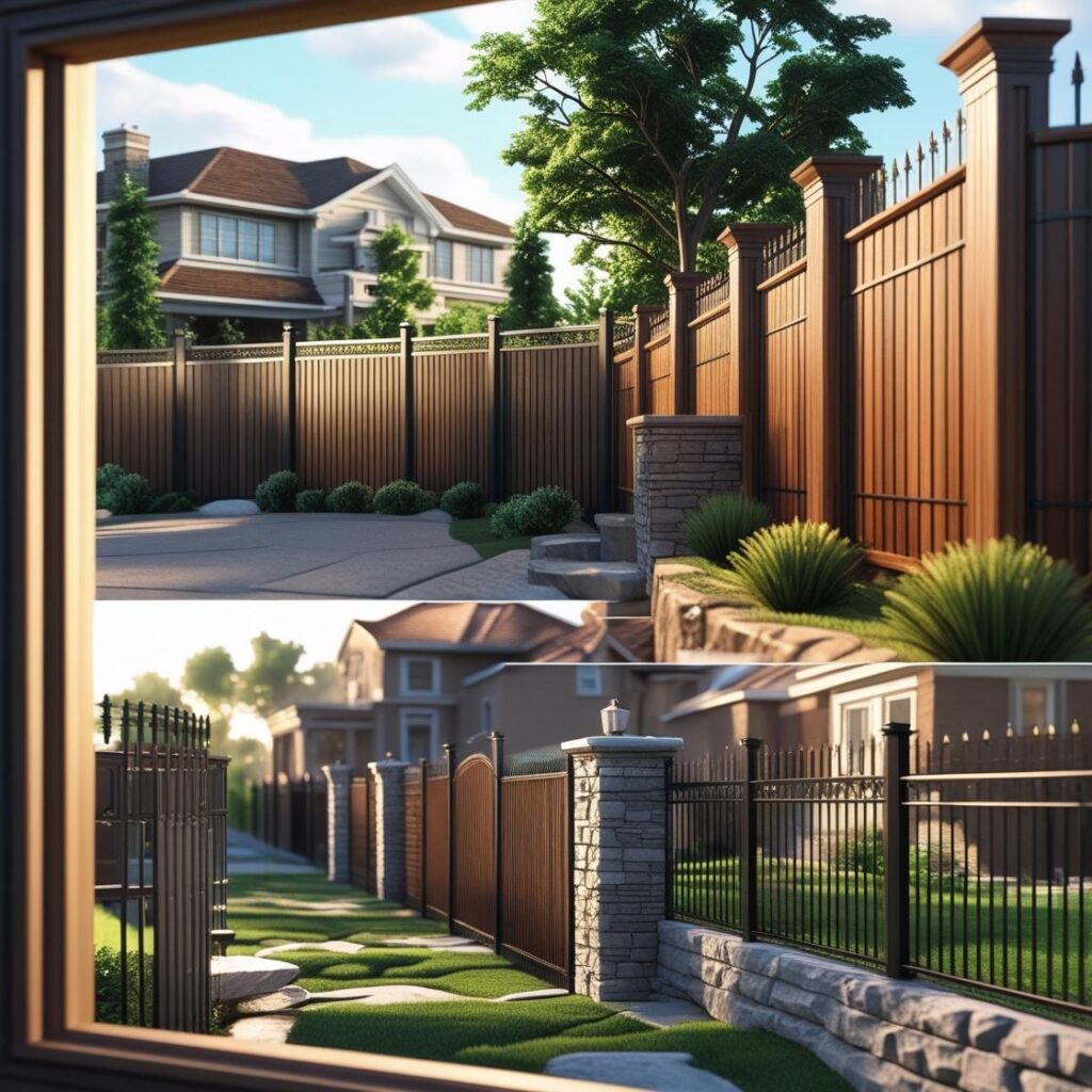 Well-maintained wood and metal fence combination