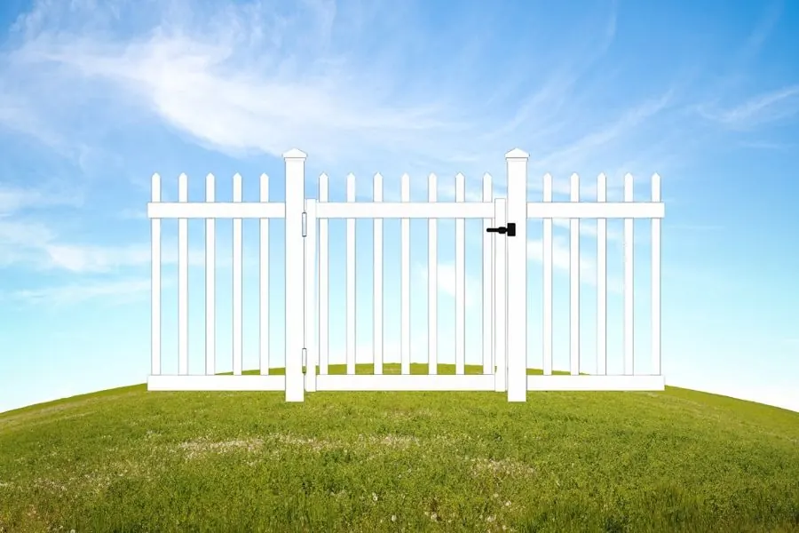 Product render: 4ft White Vinyl Spaced Picket Walk-In Gate