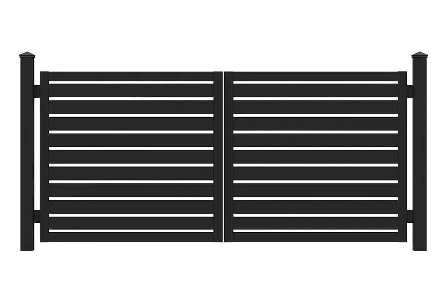 Product render: Aluminum WPC Dual Swing Miami Style Driveway Gate