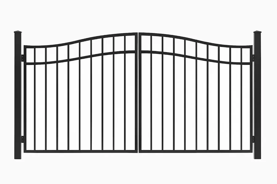 Product render: Arched Double Swing Iron Driveway Gate