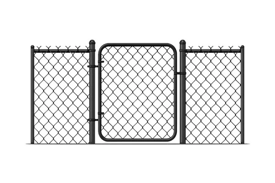Product render: Black Coated 4ft Galvanized Chainlink Walk-In Gate with Welded Steel Frame