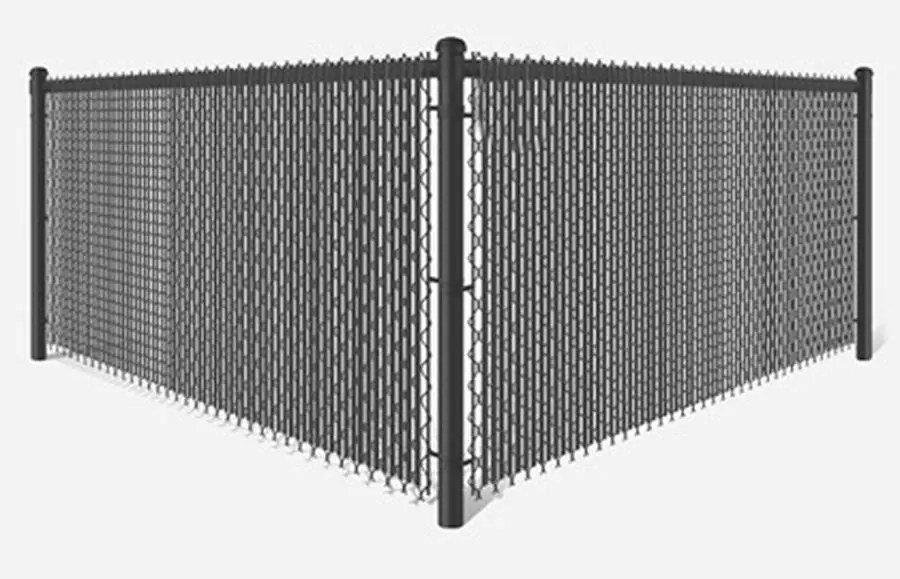 Product render: Chain link fence · Black Semi-Privacy