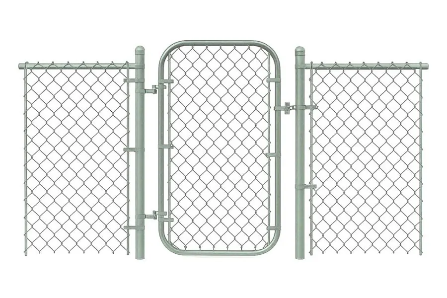 Product render: Chain Link Walk-In Gate with Rounded Corners & Galvanized Steel Frame