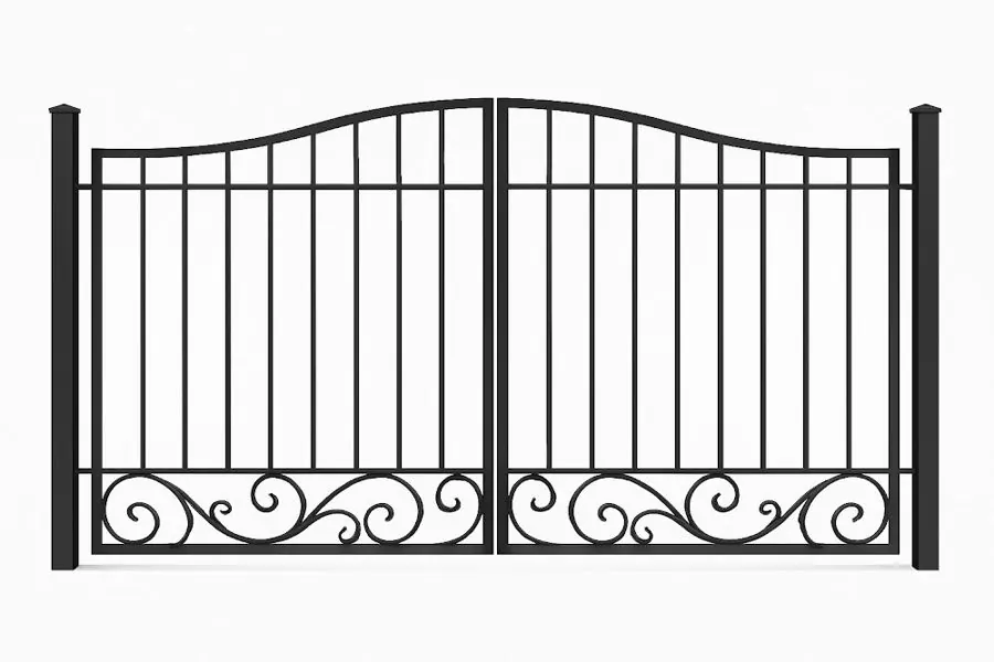 Product render: Decorative Driveway Gate With Scrollwork Detailing