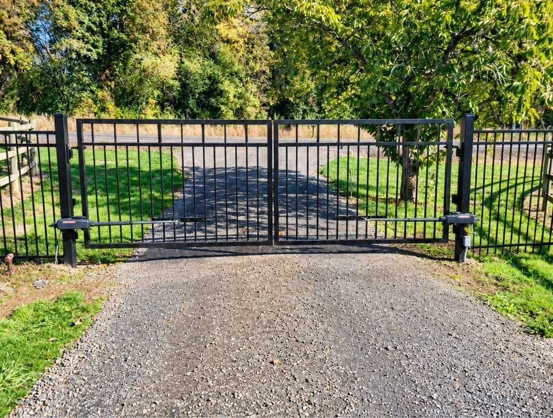Diagonal-braced iron driveway gate