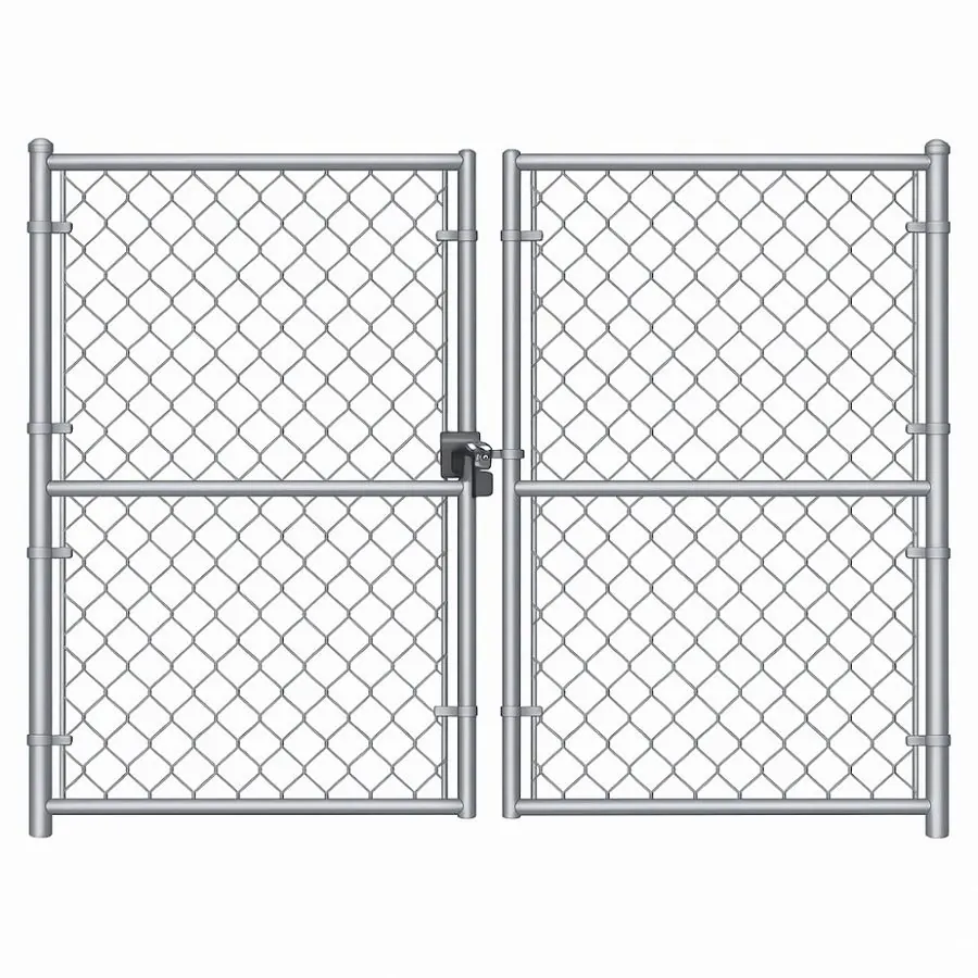 Product render: Double Swing Residential Chainlink Gate with Galvanized Steel Frame · 6ft Wide