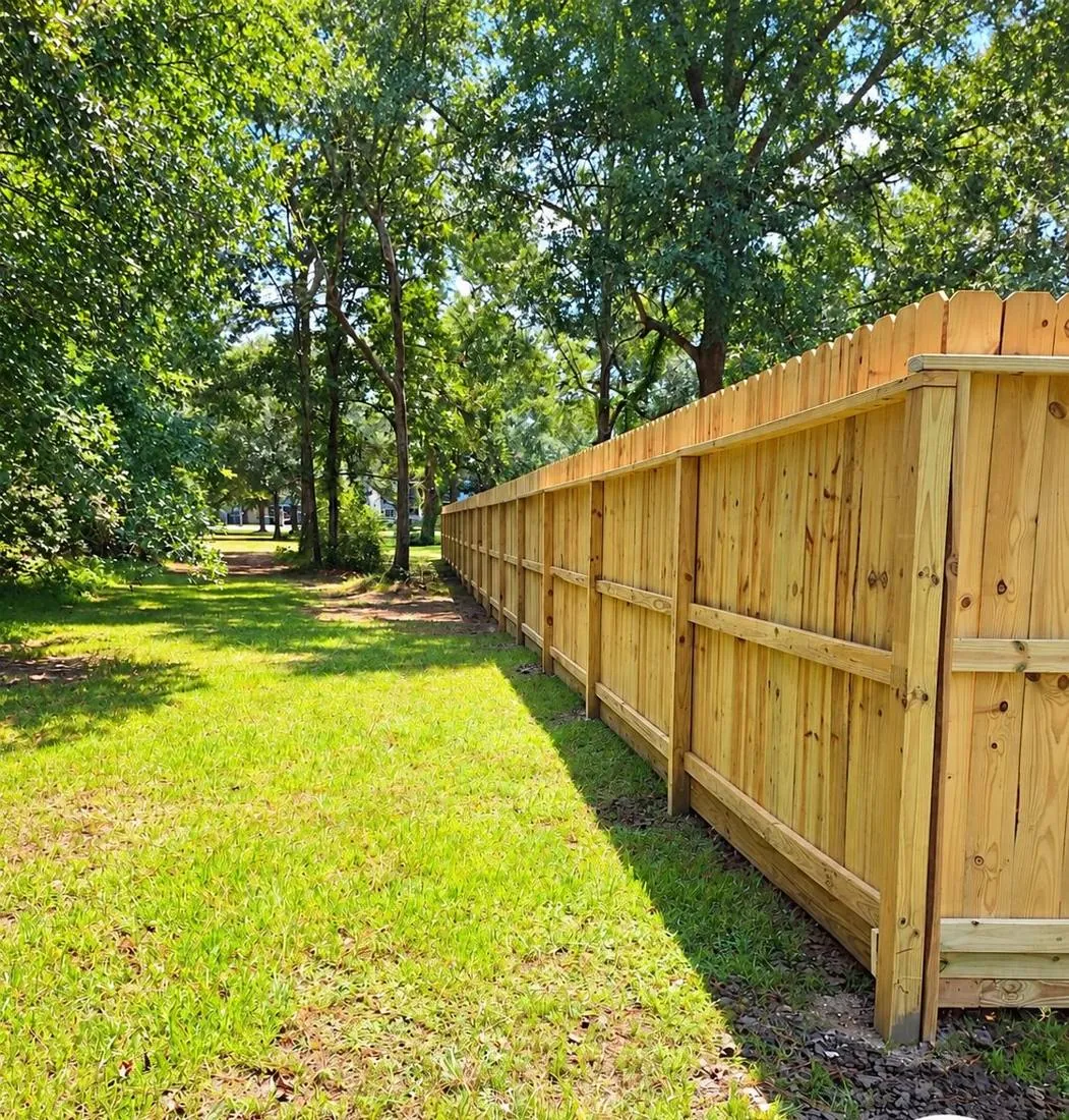 Inside view of a long privacy fence