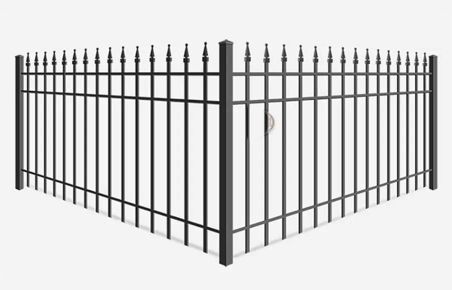 Product render: Iron fence · Quad Flare Finial