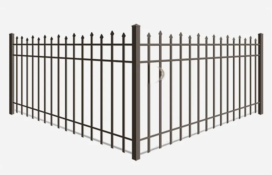 Product render: Iron fence · Spear Top Staggered Pickets