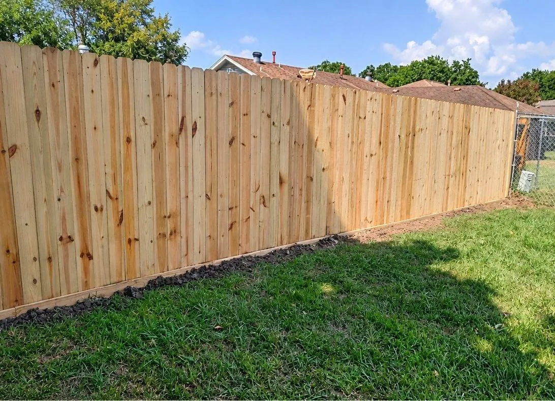 Long wood privacy fence