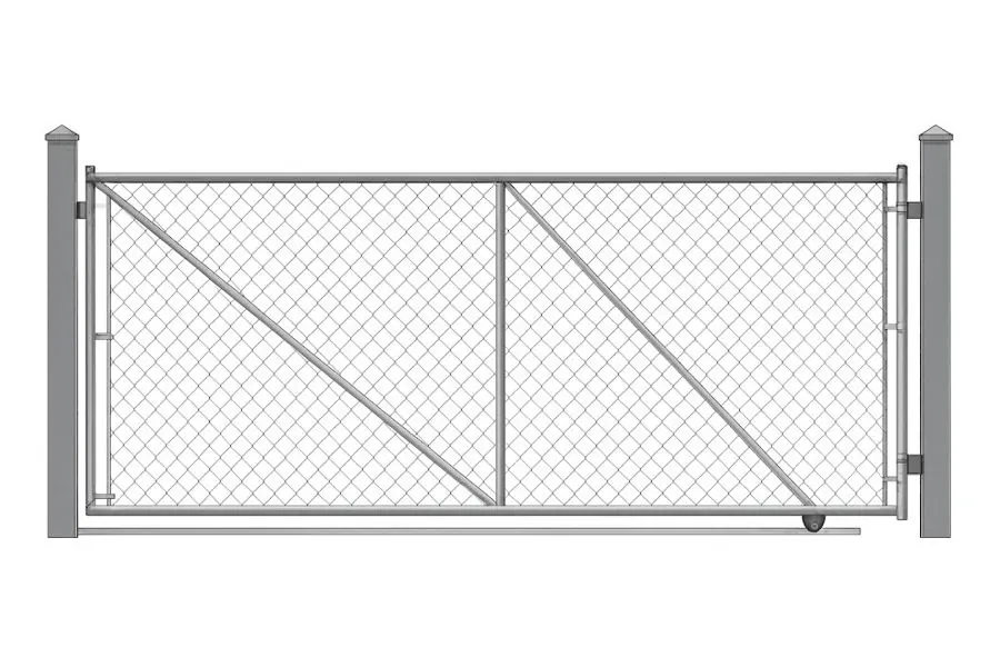 Product render: Sliding Chainlink Driveway Gate With Galvanized Posts