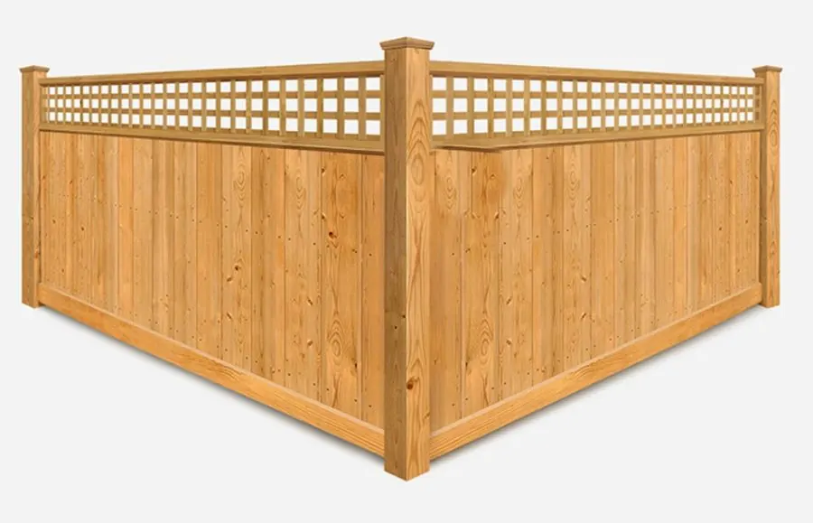 Product render: Wood fence · Board & Lattice