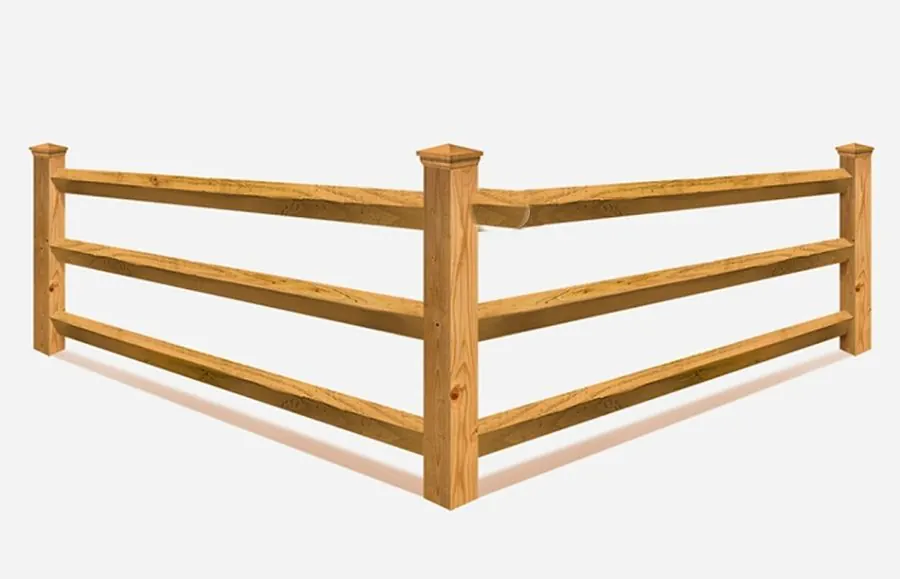 Product render: Wood fence · Post And Rail